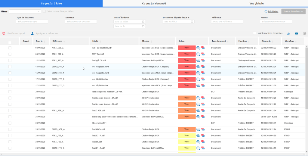 Qui Quand Quoi / Kanban - Plateforme collaborative AxeoBIM